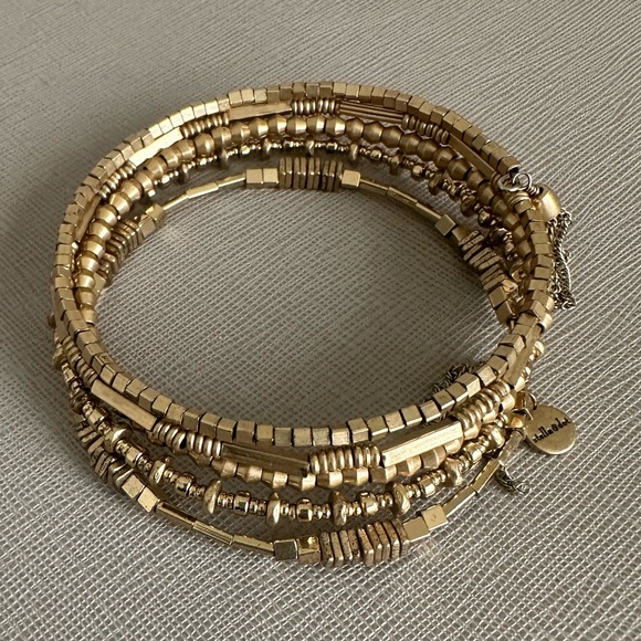 Stella and Dot Gold spiral multi beaded bracelet - Picture 1 of 2